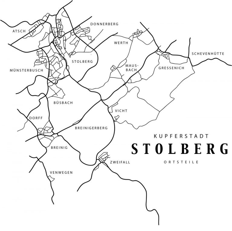 Stilisierte Karte der Stadt Stolberg (Rhld) - Mediendesign, Fotographie