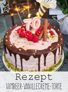 Himbeertorte mit Vanillecreme und Schokoladen-Drip Rezept